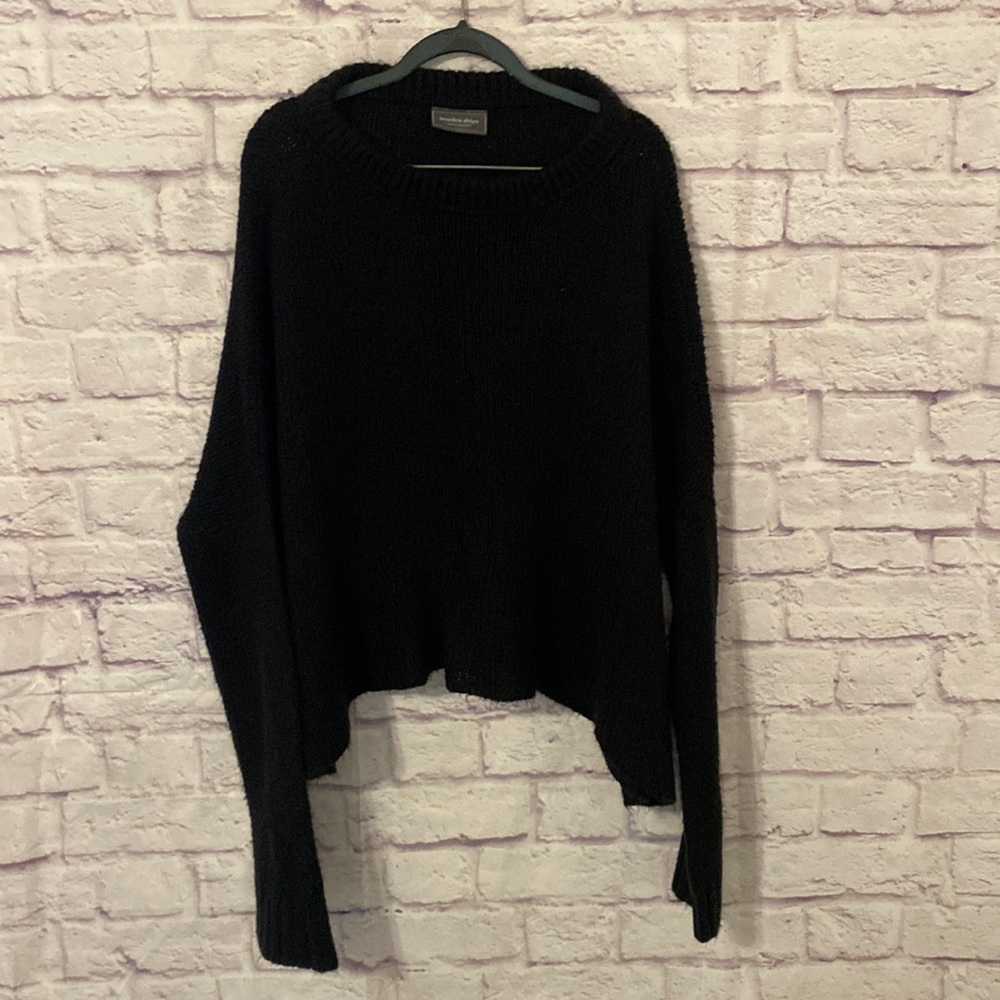 Wooden Ships mohair/wool blend woven oversized cropped sweater